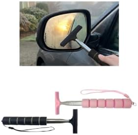 2PCS Car Side Mirror Squeegee, Retractable Vehicle Rear View Mirror Cleaning Wiper for Rainy Foggy Weather, Portable Auto Window Glass Cleaner Squeegee, Universal Fit (Black/Pink) by Unknown