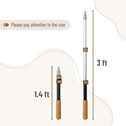 Bates- Telescopic Extension Pole, 3 Ft, Aluminum Alloy, Sturdy Multi-Purpose Extension Pole with Flip-Lock Design for Painting, Dusting and Cleaning - Image 2