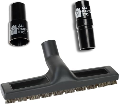 Vacuum Floor Brush Attachment, 12 Inch Brush for 1.25” Vacuum Accessories with Two Adapters for 1 3/8” & 1.5" Compatibility with Shop Vac, Shark, Miele, Bissell, Nutone, & Central Vacs by ALLPARTSETC