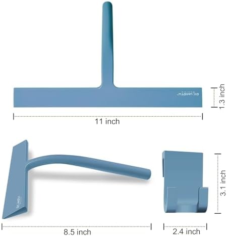 Large Shower Squeegee for Glass Doors, Richmirth 11 Inch Squiggy for Shower Glass Bathroom Squeegee Mop Wiper Cleaner Tool for Tile Wall, Car Glass, Window - Green - Image 2
