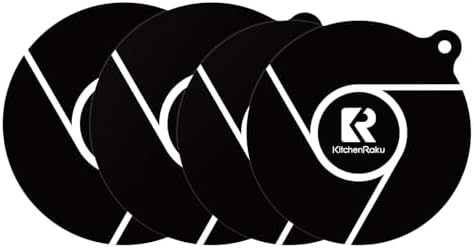 4PCS Induction Cooktop Mat Set, Silicone Fiberglass Magnetic Stove Scratch Protector, Non-Slip Pads Prevent Pot Sliding for Safe Cooking (Black, 2×Dia.7.87" + 2×Dia.9.45") by KitchenRaku