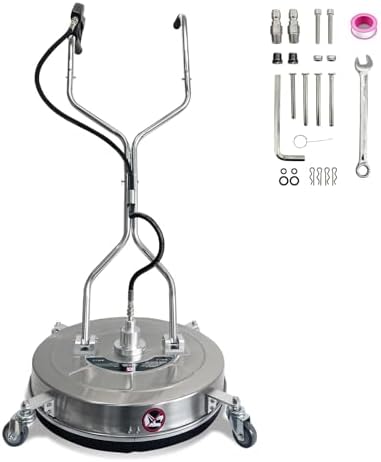 Garvee 24 in Pressure Washer Surface Cleaner with 4 Wheels&Dual Handles, 4900PSI Stainless Steel Surface Cleaner Attachment for Pressure Washer for Concrete Driveway Sidewalk Deck Patio by Garvee