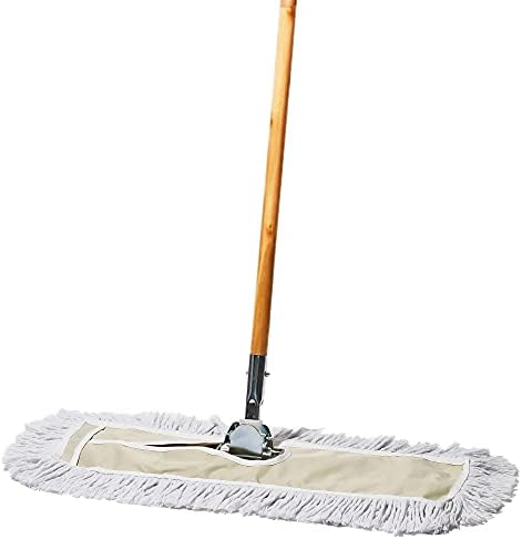 Commercial Dust Mop & Floor Sweeper, 24 in. Dust Mop for Hardwood Floors, Cotton Mop Head, Wooden Broom Handle, Industrial Dry Mop for Floor Cleaning & Janitorial Supplies by TidyTools
