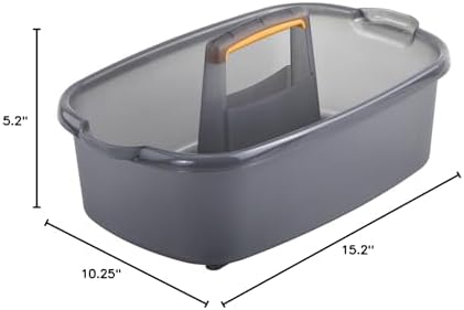 Casabella Plastic Bucket, Gray and Orange, 1.85 Gallon | Storage Caddy | With Handle | Pack of 6 - Image 6