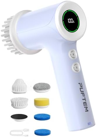 PUFTEM Electric Shower Scrubber, Cordless Bathroom Scrubber, Dual Direction by PUFTEM