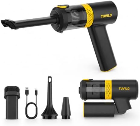 tuvilo Foldable Handheld Vacuum and Blower 4-in-1, 15600Pa Cordless Car Vacuum with Self-Cleaning System, Portable Mini Vacuum Cleaner for Car Home Office Pet Hair, USB-C Rechargeable, Pro Kit by Unknown