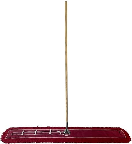 Industrial Dust Mop Kit – Includes 60 Inch Red Twisted Closed Loop Mop Head, Wood Handle, and Heavy-Duty Wire Frame – Commercial Grade for Janitorial & Facility Cleaning - Image 2
