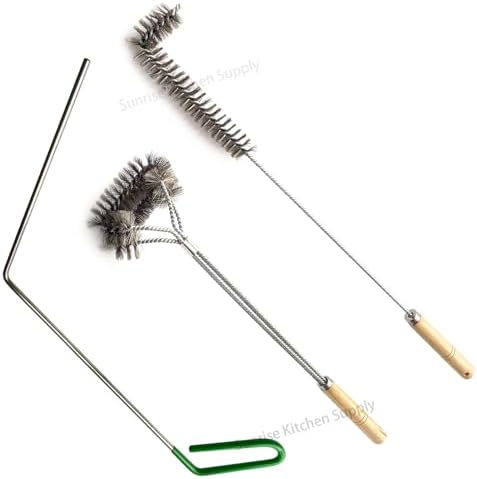SUNRISE Fryer Brush with Long Handle (Stainless Steel, L, Double Brush, and Rubber Handle Cleaning Rod) - Image 2