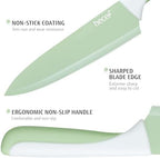 hecef 15 Pieces Green Kitchen Knife Set, Built-in Sharpening Wooden Block - Image 4