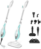 OLIXIS 10-in-1 Steam Mop, 1550W Detachable Handheld Steam Cleaner for Floor Cleaning, 16.4FT Cord, 2 Washable Pads, Multi-Purpose Floor Steamer for Hardwood, Carpet, Tile, Grout, Windows, White Green by OLIXIS