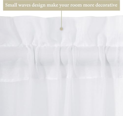 MIULEE White 54 W x 20 L French Door Short Sheer Curtains - Image 4