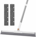 Floor Squeegee Broom, 62" Long Handle with 2 Washable Microfiber Pads by JUDRDO