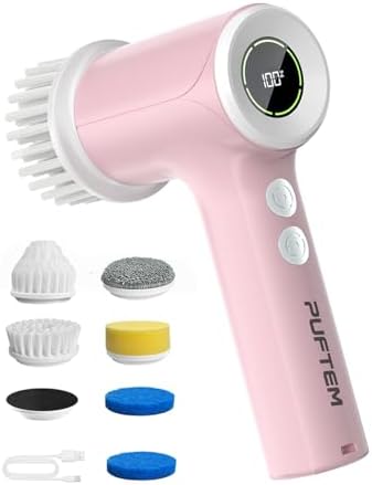 PUFTEM Electric Shower Scrubber, Cordless Bathroom Scrubber, Dual Direction by PUFTEM