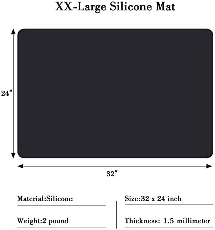Gartful Silicone Mats for Countertop - 32"x 24"x0.06", Extra Large Multipurpose Mat, Counter Table Protector, Desk Saver Pad, Placemat Nonstick Nonskid Heat-Resistant Kitchen Pad, Black - Image 2