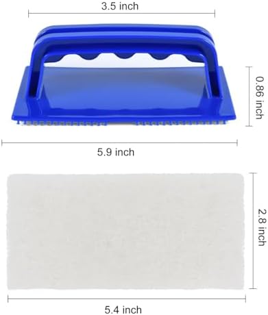 YoleShy Shower Scrubber Non-Scratch Bathtub Scrubber Heavy Duty Scrub Pad with Handle for Bathroom Tile Bathtubs Shower Tile Sink Pool Tile Spas (Blue) - Image 2