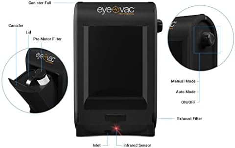 EyeVac Pro Touchless Vacuum Automatic Dustpan - Ultra Fast & Powerful - Great for Sweeping Salon Pet Hair Food Dirt Kitchen, Corded Canister Vacuum, Bagless, Automatic Sensors, 1400 Watt (Black) - Image 5