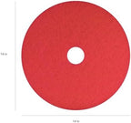 Americo Red Buffer Floor Pad, For Light Cleaning and Buffing, 14" Diameter, 3.25" Center Hole, 5 Pads/Case, Made of 100% Recycled Content, USA Made - Image 2