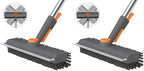Floor Scrub Brush with Long Handle, 3 in 1 Scrape and Heavy-Duty Stiff Bristle Scrubber Brush for Cleaning Shower Bathroom, Patio, Pool, Garage, Kitchen, Wall and Deck (Gray, 2 Pack) by AIRU