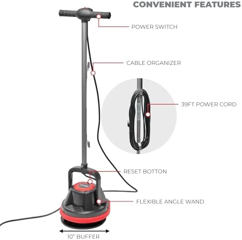 XtremepowerUS 10" Commercial Orbiter Hard Floor Polisher Cleaner Machine, Wide Cleaning Path Buffer Multi-Purpose Floor Cleaning, 39-Foot Long Cord - Image 3