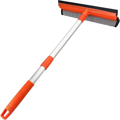 Window Squeegee for Window Cleaning with Retractable Pole, Squeegee Window Cleaner Tool 2 in 1 Car Window Cleaning Tool Telescopic Window Washing Equipment, Shower Squeegee for Glass Door by Bunliuys