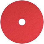 Americo Red Buffer Floor Pad, For Light Cleaning and Buffing, 14" Diameter, 3.25" Center Hole, 5 Pads/Case, Made of 100% Recycled Content, USA Made by Americo