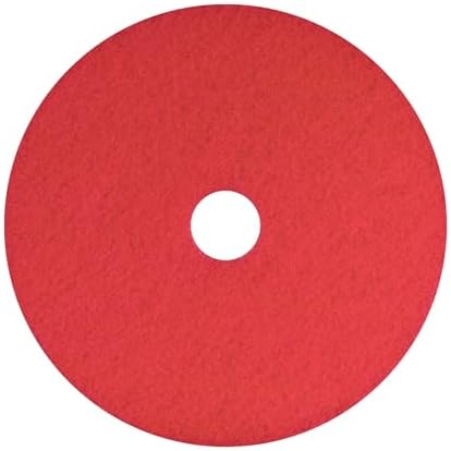 Americo Red Buffer Floor Pad, For Light Cleaning and Buffing, 12" Diameter, 3.25" Center Hole, 5 Pads/Case, Made of 100% Recycled Content, USA Made by Americo