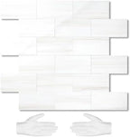 STICKGOO 10-Sheet Subway Tile Peel and Stick Wall Tiles, Seamless Design Polished Dolomite Kitchen Backsplash, PVC Stick on Tiles for Kitchen, Bathroom, RV, Fireplace by STICKGOO