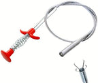 Flexible Drain Clog Remover Tool, Extra Long Plumbing Snake Hair Catcher with 4-Prong Grabber Claw, Heavy-Duty Spring Reacher for Kitchen Sink, Bathroom Tub, Sewer & Dropped Items (24 inch) by DOMEJO