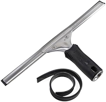 Unger Professional Connect and Clean 12” Performance Squeegee for Glass and Window Care with Replacement Rubber, Heavy Duty Cleaning Supplies with Streak-Free Results, Handheld Household Cleaner Tool by Unger