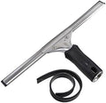 Unger Professional Connect and Clean 12” Performance Squeegee for Glass and Window Care with Replacement Rubber, Heavy Duty Cleaning Supplies with Streak-Free Results, Handheld Household Cleaner Tool by Unger