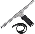 Unger Professional Connect and Clean 12” Performance Squeegee for Glass and Window Care with Replacement Rubber, Heavy Duty Cleaning Supplies with Streak-Free Results, Handheld Household Cleaner Tool by Unger