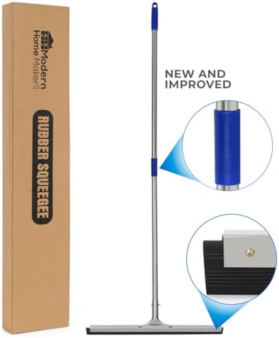 Floor Squeegee Scrubber 55inch Long Stainless Steel Handle with 22inch Wide Silicon Rubber Blade - Perfect Squeegee Broom for Floor Washing and Drying Shower Glass, Marble, Wood Surfaces - Image 2