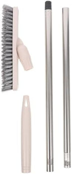 Long Handle Tile Grout Crevice Brush with Stiff Bristles, Rotatable Floor and Shower Scrub Brush for Home Bathroom and Kitchen Cleaning, Beige Hard Bristle Scrubbing Tool for Walls by Yardenfun
