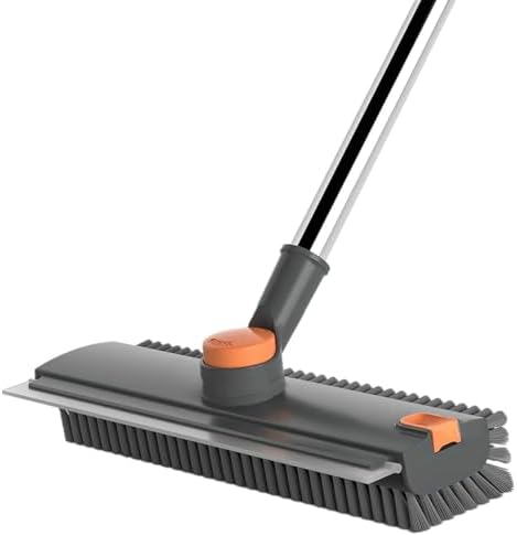 Floor Scrub Brush with Squeegee Long Handle 3 in 1 tub Brush 52'' 2026 Upgraded Multi-Functional Stiff Bristle Cleaning Scrub Brush Rotating Tile Brush for Cleaning Bathroom Patio, Pool, Garage by ARAINY