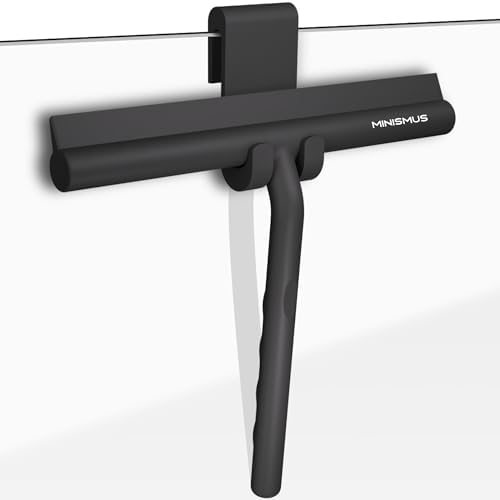 Minismus Silicone Shower Squeegee with Black Hook, Shower Glass Cleaner by Minismus