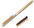 Aieve 26"" Pizza Oven Brush with Stone Scraper, Cleaning Brush and Scraper for Pizza Oven and Stone, Extra Long Handle and 2 Heat-Resistant Brush Heads, Wood, K4790A01 by Aieve