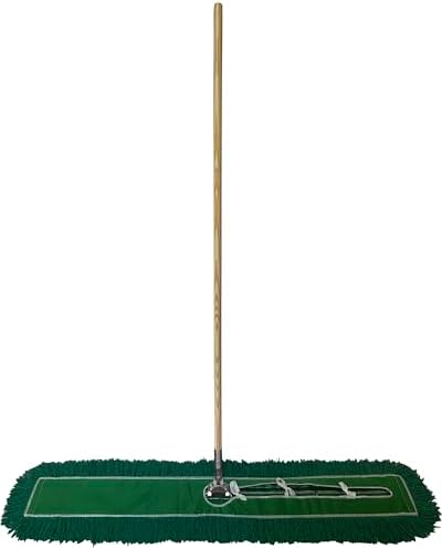 Industrial Dust Mop Kit – Includes 48 Inch Green Twisted Closed Loop Mop Head, Wood Handle, and Heavy-Duty Wire Frame – Commercial Grade for Janitorial & Facility Cleaning - Image 2