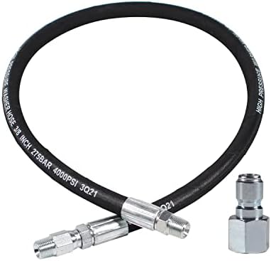 YAMATIC Pressure Washer Whip Hose 4 FT For Hose Reel, 3/8" Swivel Connector by YAMATIC