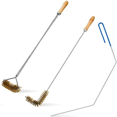 Nuenen 3 Pieces Fryer Cleaning Tools Including L Shaped Fryer Cleaning Brush, Deep Cleanout Rod and Long Handle Basket Brush, Good to 750f for Restaurant Accessories by Nuenen
