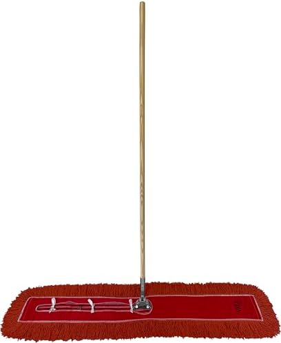 Industrial Dust Mop Kit – Includes 48 Inch Orange Twisted Closed Loop Mop Head, Wood Handle, and Heavy-Duty Wire Frame – Commercial Grade for Janitorial & Facility Cleaning - Image 2