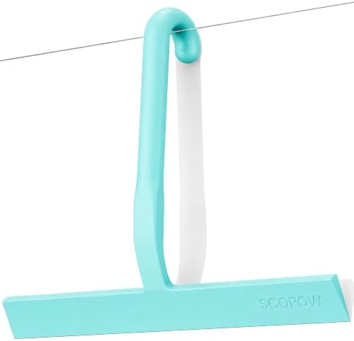 10 Inch Silicone Shower Squeegee for Glass Doors, Streak-Free, Mint Green by SCOPOW
