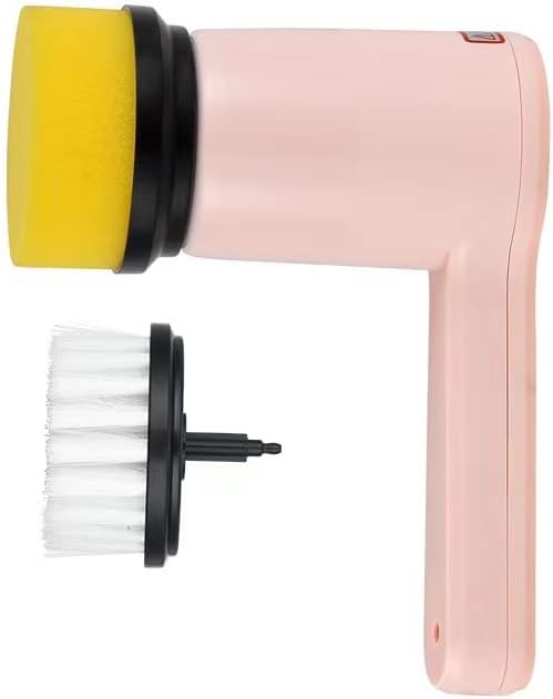 AYNEFY Rechargeable Electric Spin Brush 3 Gears Cordless Cleaning Tool with Extended Long Handle for Oven Grout Shower Tile, 800mAh 360 Rotation (Pink 800mah) - Image 5