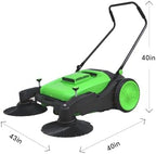 43" Walk-Behind Hand Push Floor Sweeper Machine(Green) - Image 2