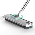 Floor Scrub Brush with Long Handle Length Adjustable, 3 in 1 Heavy-Duty Stiff 90° Bristle Floor Scrubber Broom with Squeegee, for Bathroom, Garage, Kitchen, Tile, Deck & Patio (White) by Unknown
