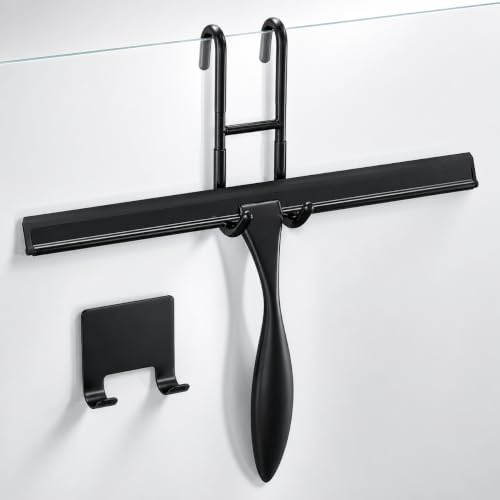 Stainless Steel Shower Squeegee, Glass, Silicone, 12 Inch (Black) by Novsix