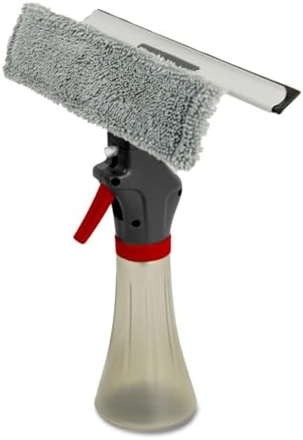 Libman 3-in-1 Window Squeegee Spray Tool – Spray Bottle with Microfiber Scrubber and Rubber Blade – All-in-One Glass Cleaner – Streak-Free Shine – Machine-Washable – Easy Storage & Use by Tribello