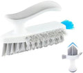 Alnorte 4 in 1 Grout Cleaning Brush with Scrape, V Shape Grout Cleaner for Tile Floors, Bathroom, Corner, Baseboard, Kitchen, Shower with Stiff Bristles (White) by Alnorte