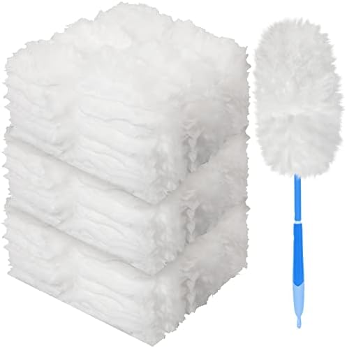 Vesici 150 Pcs Duster Refills Compatible with Swiffer Dusters Bulk Disposable Replacement Thickened with 1 Handle Heavy Duty for Cleaning, Office (White) by Vesici