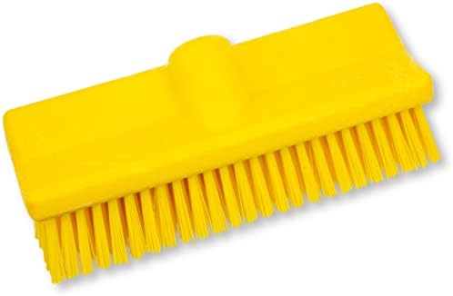 SPARTA 40423EC04 Plastic Floor Scrub Brush, Wall Brush, Equipment Brush with Nonabsorbent Bristles for Industrial Kitchens, Hospitals, Commercial Cleaning, 10 Inches, Yellow, (Pack of 2) by SPARTA