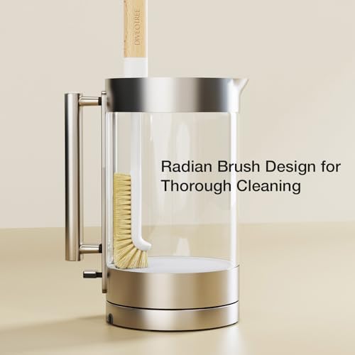 Cleaning Brush, Diveotree Hard Bristle Brush for Deep Cleaning Grout, Sink, Cup, Teapot, Bottle, Blender, Multi-Purpose Brush wih Long Handle for Kitchen (White-2Pack) - Image 3